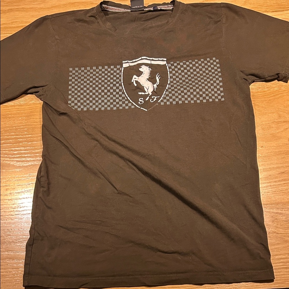 Ferrari Brown Men's Shirt with Logo